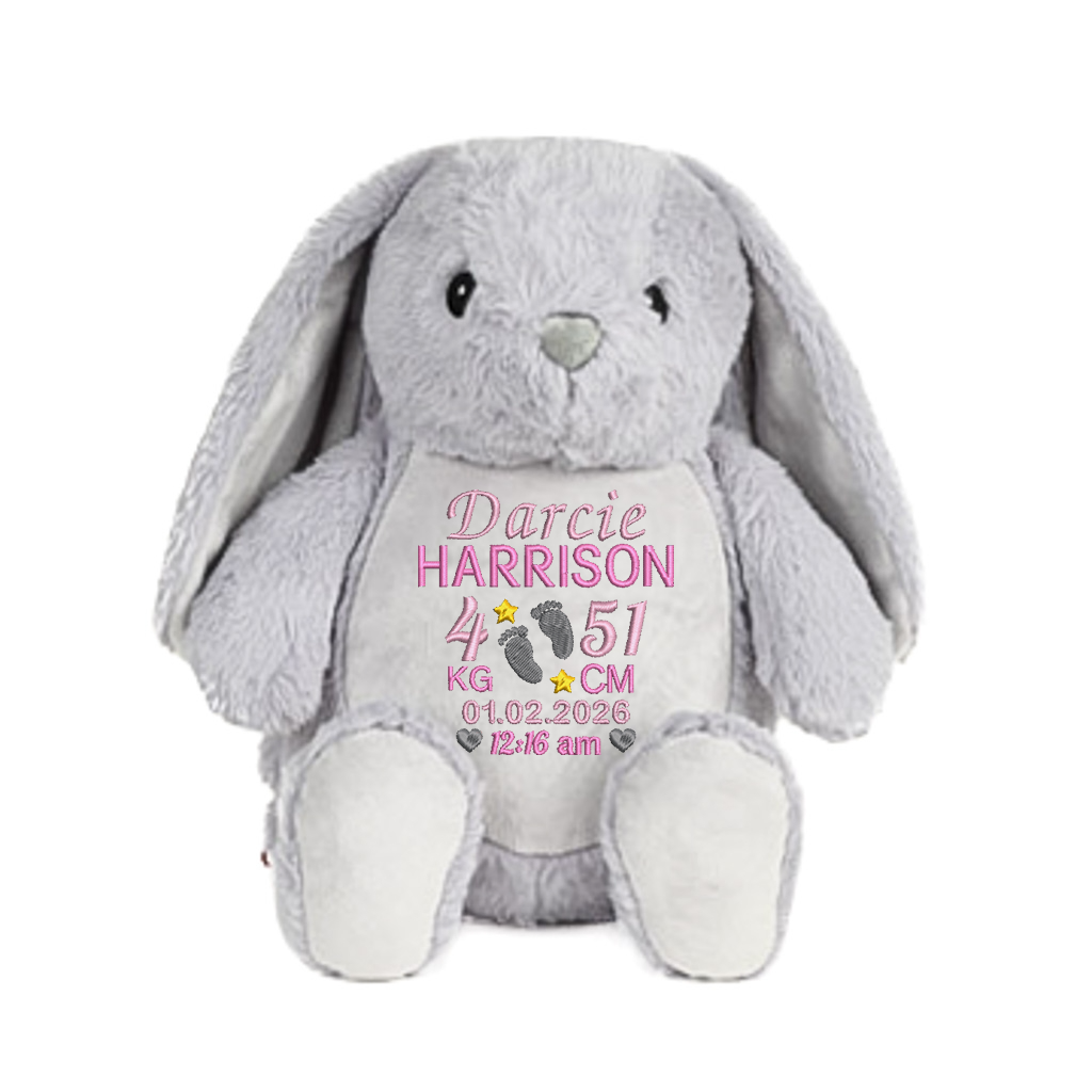 Sloth Embroidered Birth Info kg/cm Teddy