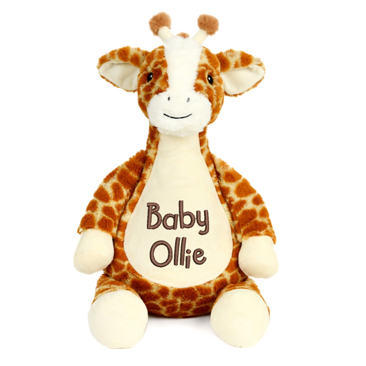 Personalised Baby Giraffe Embroidered Baby Name Teddy