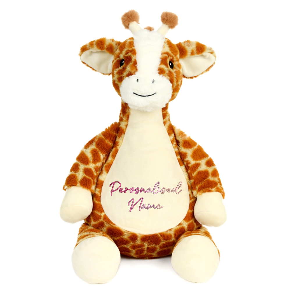 Personalised Baby Giraffe Embroidered Name Gradient Teddy