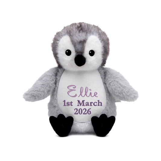 Personalised Baby Penguin Embroidered Name & D.O.B Teddy