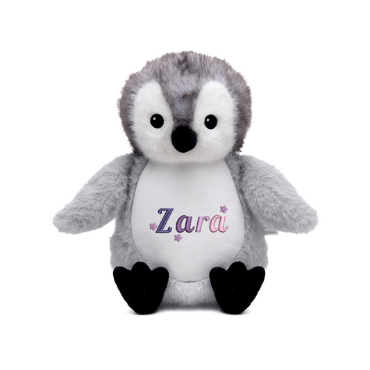 Baby Penguin Embroidered Name with Stars Teddy