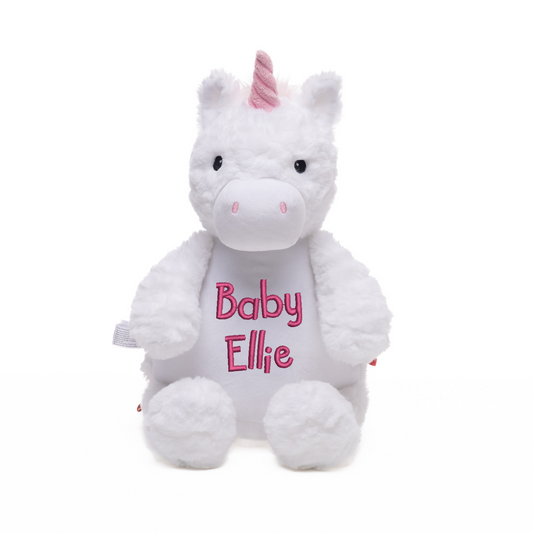 Baby Unicorn Embroidered Baby Name Teddy