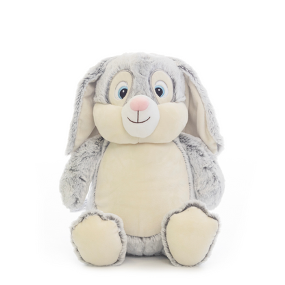 Grey Bunny Embroidered Name with Birth Info Teddy