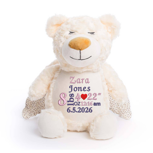 Personalised Guardian Bear Embroidered Name with Birth Info Teddy