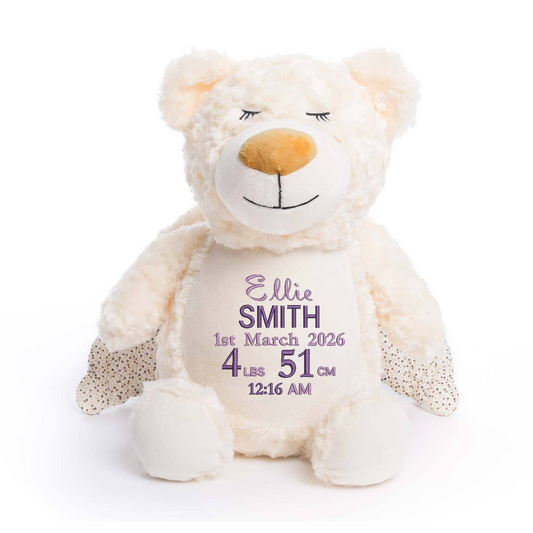 Personalised Guardian Bear Embroidered Name & Birth Info Teddy