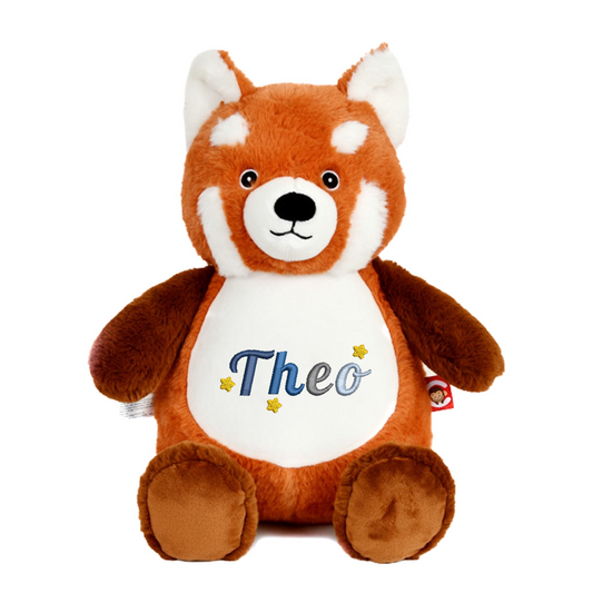 Personalised Red Panda Embroidered Name with Stars Teddy