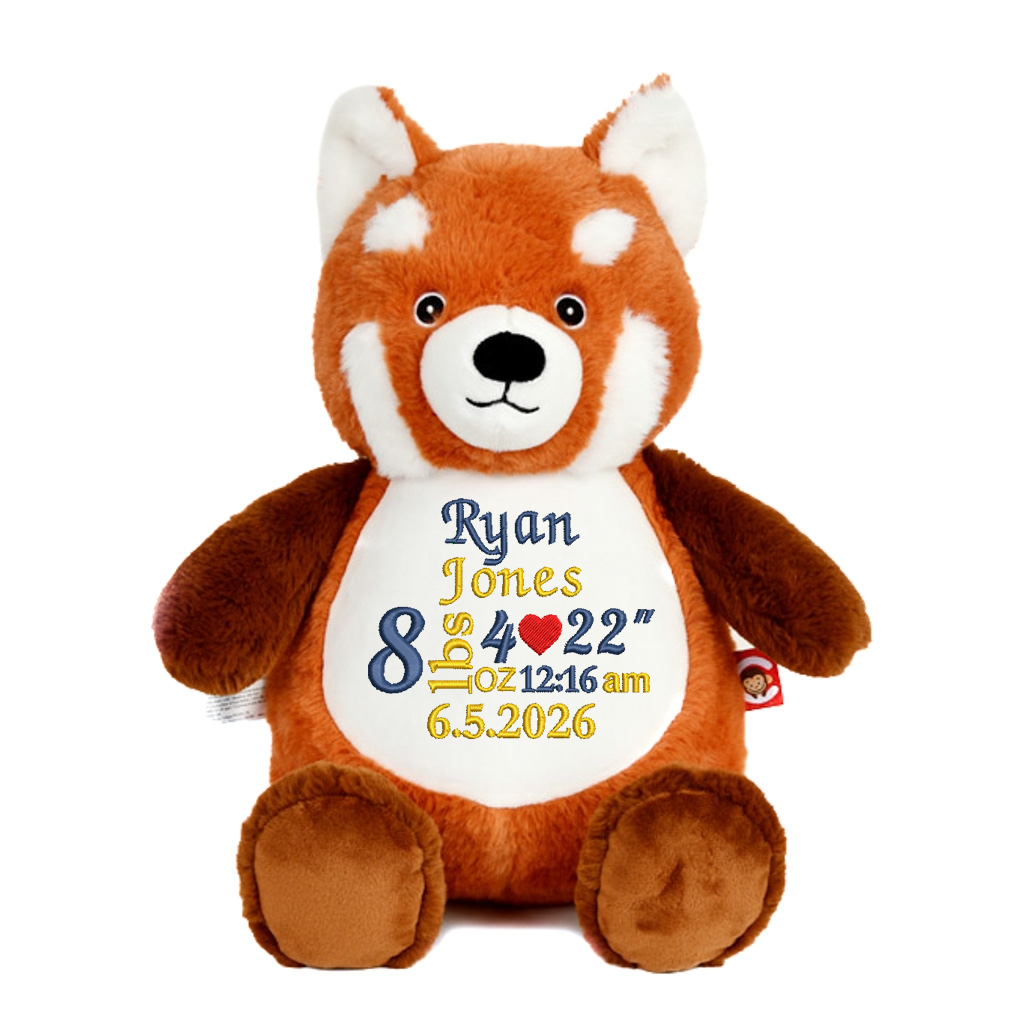 Personalised Baby Penguin Embroidered Name with Birth Info Teddy