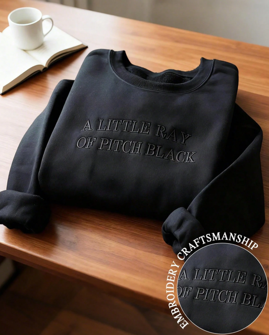 Little Ray of Pitch Black Embroidered Sweatshirt