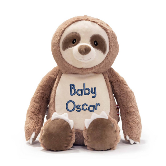 Sloth Embroidered Baby Name Teddy