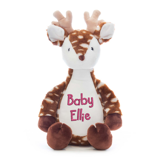 Snowflake Deer Embroidered Baby Name Teddy