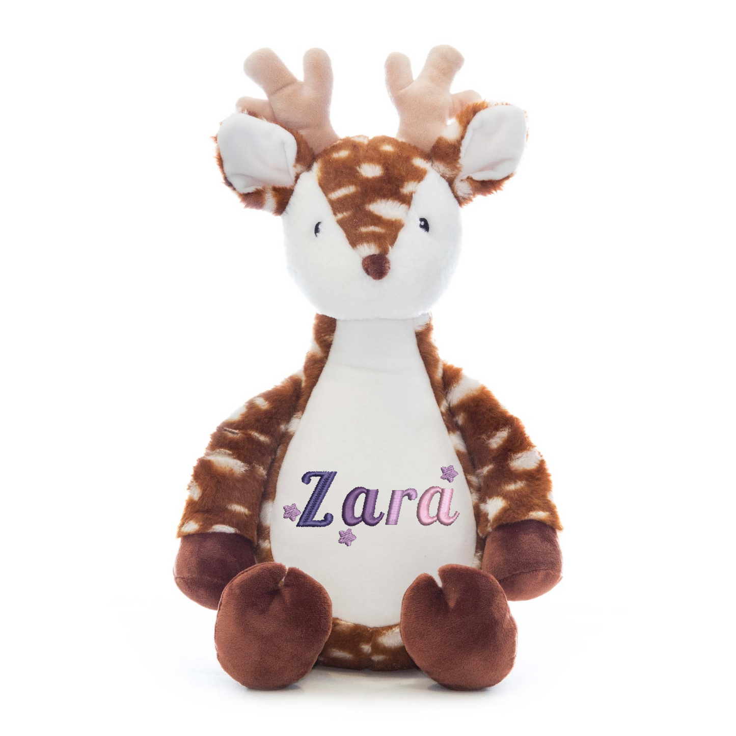 Personalised Snowflake Deer Embroidered Name with Stars Teddy
