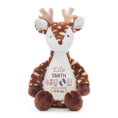 Baby Giraffe Embroidered Birth Info lbs/cm Teddy
