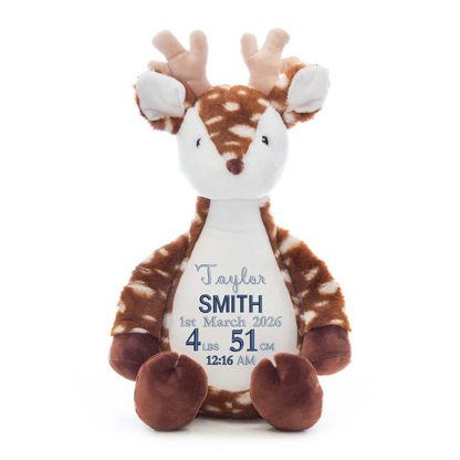 Personalised Baby Giraffe Embroidered Name & Birth Info Teddy